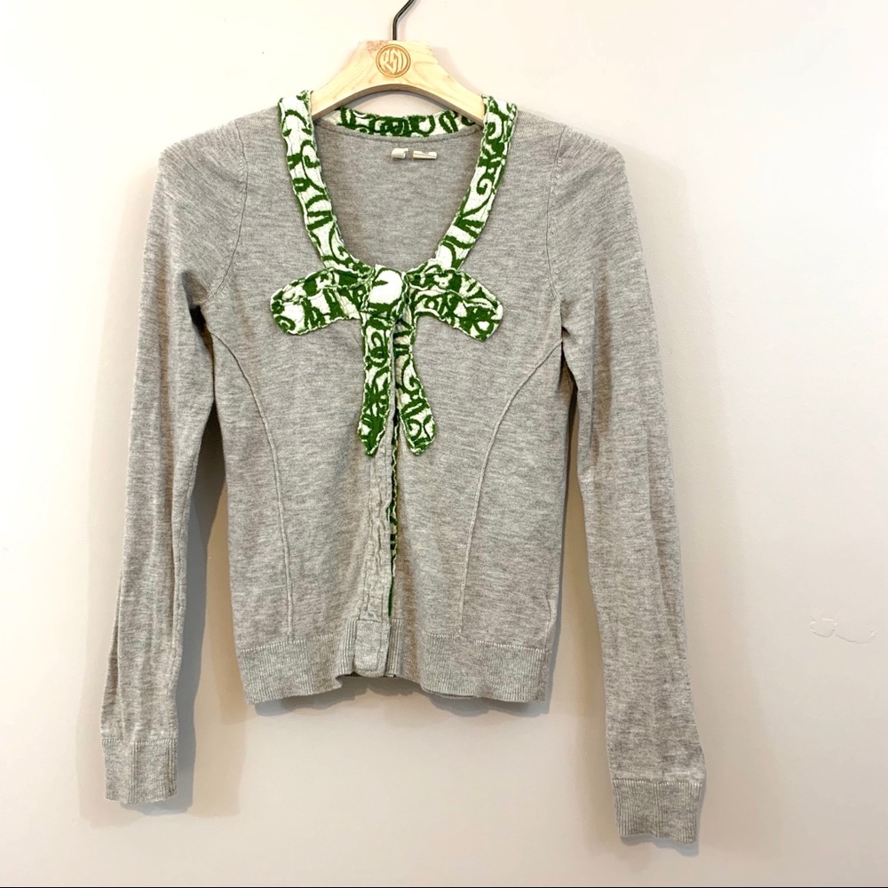 Anthropologie Moth Intarsia Bow Cardi Cardigan